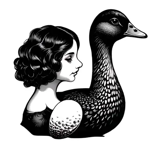 Penelope with a duck outline tattoo design idea