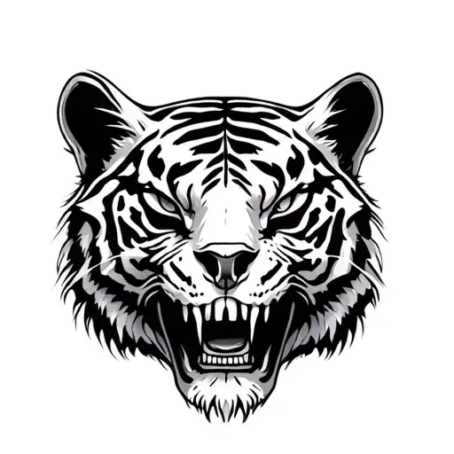 tiger skull riped skin tattoo design idea