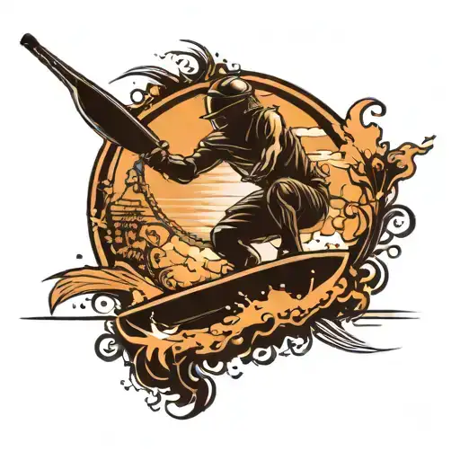 wakeboarding silhouette tattoo design idea