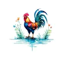 Generate a small tattoo for key west florida that incorporates a rooster tattoo design idea