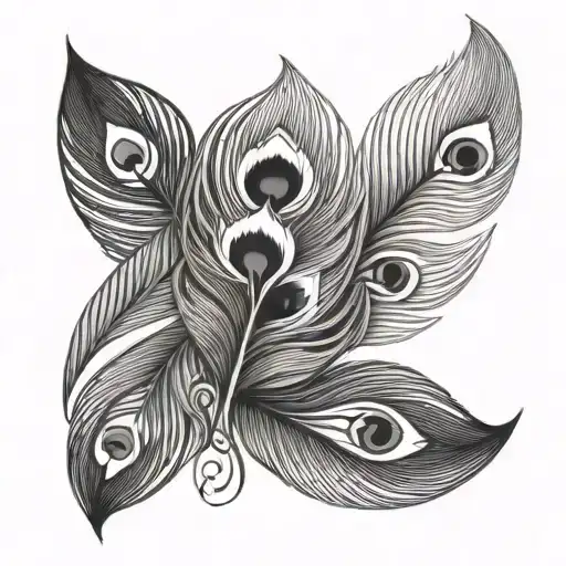 geometric peacock feather tattoo design idea