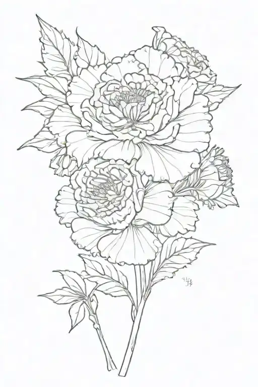 I want a fine line violet and carnation flower  the stems of the flowers turn to word and say in cursive “you'd be proud tattoo design idea