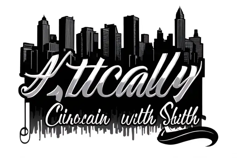 Text saying Artfully Local with cincinnati skyline tattoo design idea