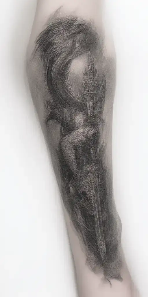 fantasy sleeve including a large dragon; gothic castle, small raven perched on a skull. sword and crown tattoo design idea