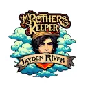 "My Brothers Keeper" with clouds in the background and his name "Jayden Rivera" tattoo design idea
