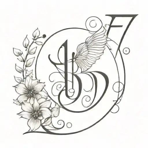 small feminine using letters D,J,B,O tattoo design idea