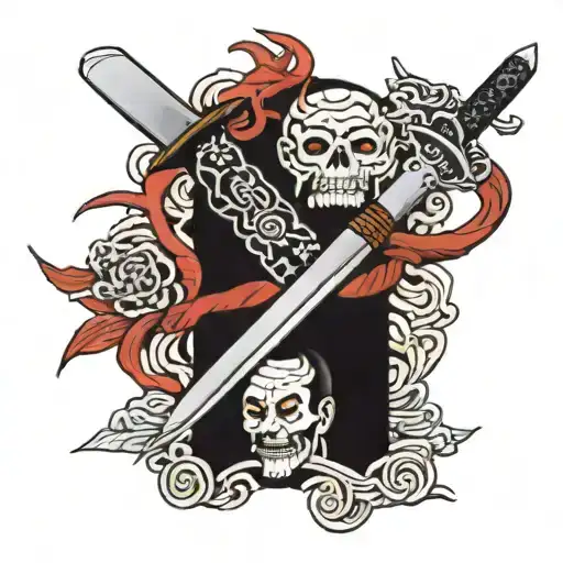 knife crossed tattoo design idea