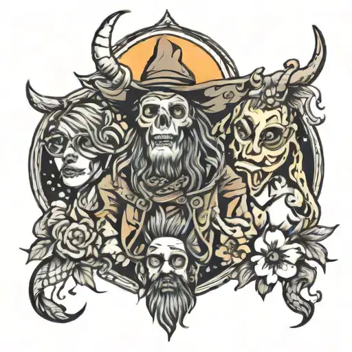 Raising Hell with the Hippies and the Cowboys  tattoo design idea