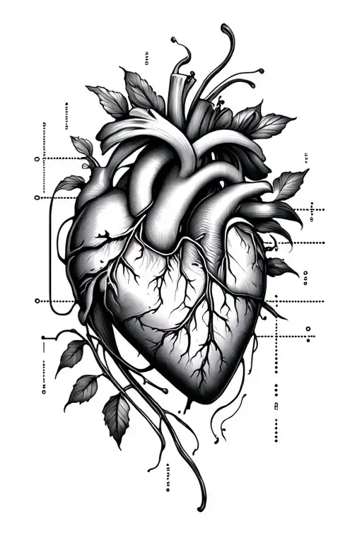 chaos lines going into Morse code flowing into heart beat and blossoming into a flower tattoo design idea