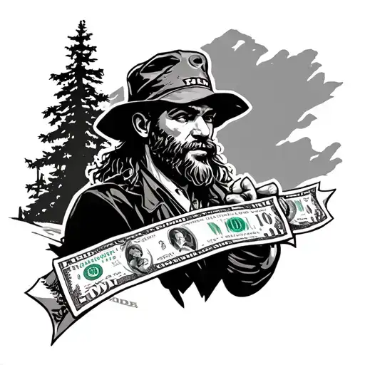 mountain hustler money maker tattoo design idea