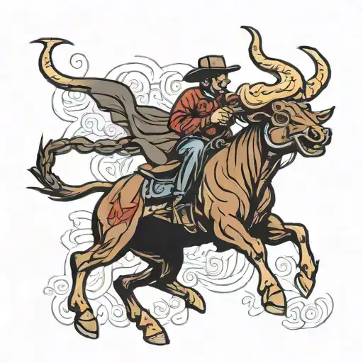 bull rider on mean rat tattoo design idea