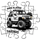 puzzle piece, include jeep, wrench, kids names written tattoo design idea