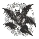bat with spread wings tattoo design idea