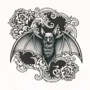 bat with spread wings tattoo design idea