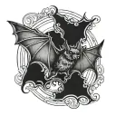 bat with spread wings tattoo design idea