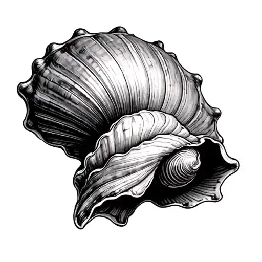  depicting only Donax trunculus (tellines) shells. Arrange about 5 to 8 shells evenly, not too scattered. One shell shou tattoo design idea
