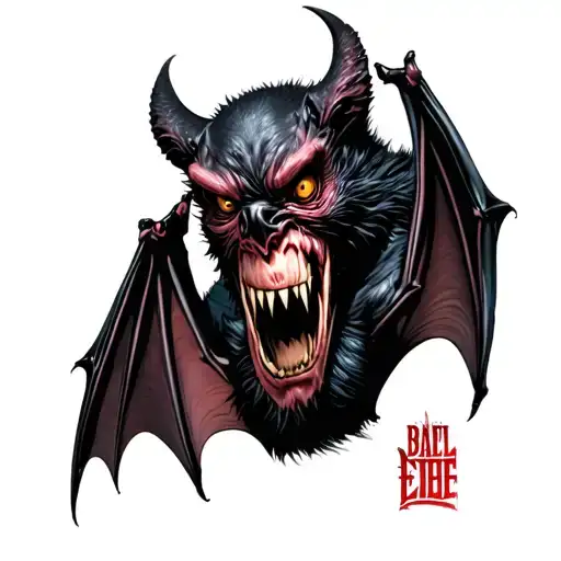 evil bat on the side tattoo design idea