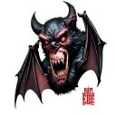 evil bat on the side tattoo design idea