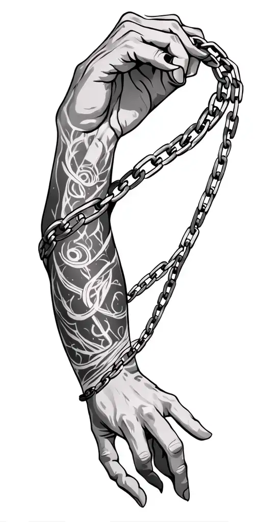 Chains travelling up the arm tattoo design idea