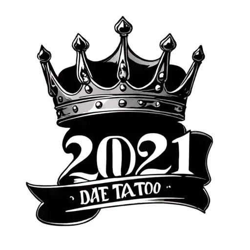 Date of 2021 with crown tattoo design idea