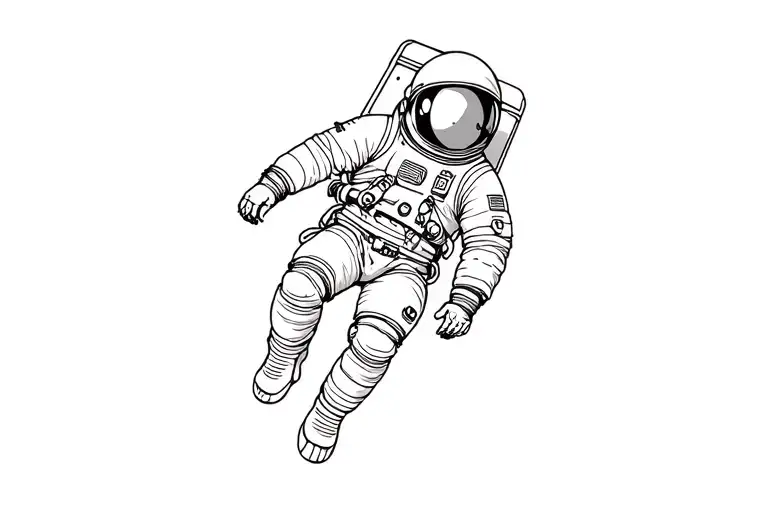 astronaut floating in space tattoo design idea