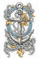anchor and broken chains breaking and bursting tattoo design idea