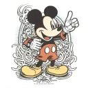Mickey Mouse with his mid reflecting your mantra of not giving a fuck, with his middle finger up  tattoo design idea