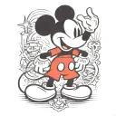Mickey Mouse with his mid reflecting your mantra of not giving a fuck, with his middle finger up  tattoo design idea