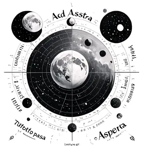pulsar map tatoo with ad astra per aspera and lunar moon phases written tutto pasa. tattoo design idea
