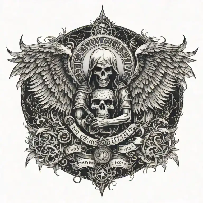 death angel love family strength courage bravery honor tattoo design idea