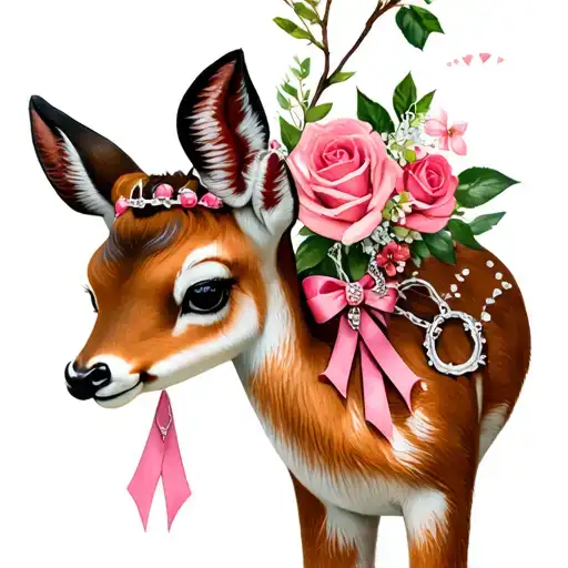 Sissy Bambi in pink with chastity and ribbon tattoo design idea