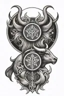 Virgo and Taurus symbol tattoo design idea