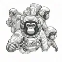 Two apes wearing astronaut lost in space tattoo design idea