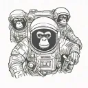 Two apes wearing astronaut lost in space tattoo design idea