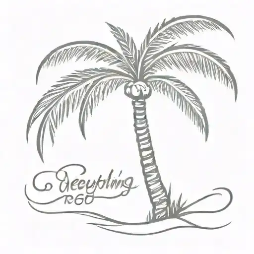 Palm tree with "everything happens for a reason" as the trunk tattoo design idea
