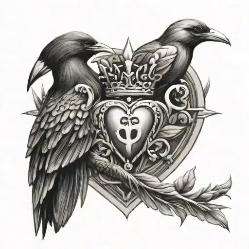 birds of paradise and claddagh tattoo design idea