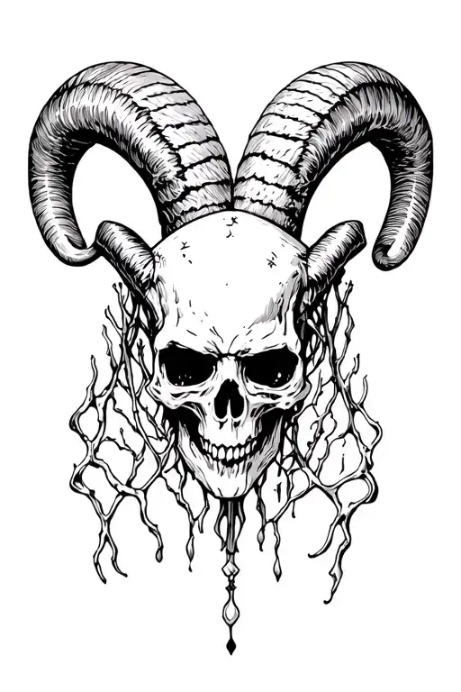 Horror Aries with Skull tattoo design idea