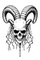 Horror Aries with Skull tattoo design idea