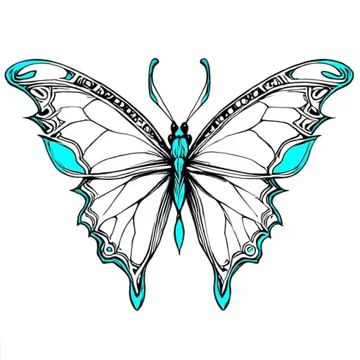 Turquoise native butterfly symbol tattoo design idea