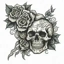 Cracked Skull surrounded tattoo design idea