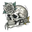 Cracked Skull surrounded tattoo design idea