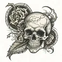 Cracked Skull surrounded tattoo design idea