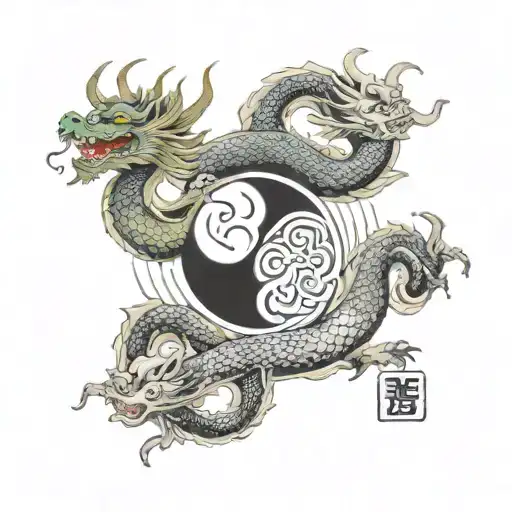 dragon with yin yang in middle  tattoo design idea
