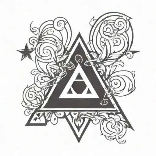 simple yet elegant anime style tattoo designed around the adoption symbol of ah heart intertwined with a triangle using  tattoo design idea