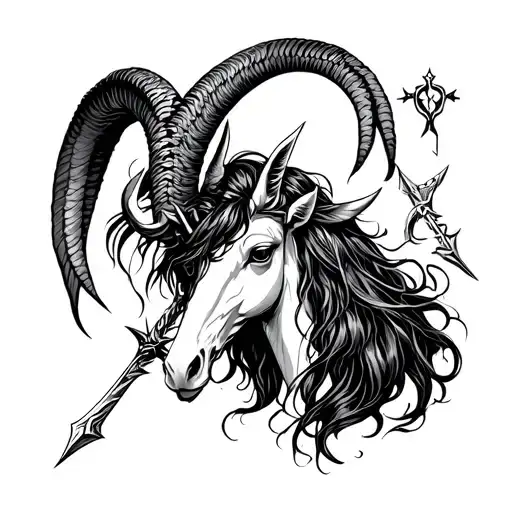 Shura du Capricorn and Excalibur tattoo design idea