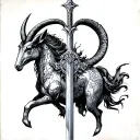 Shura du Capricorn and Excalibur tattoo design idea