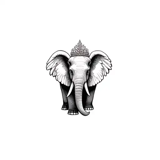 angel elephant tattoo design idea