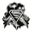 samoan tribal tattoo that includes the Philippines flag Sun and stars, the Superman insignia and the Christian cross tattoo design idea