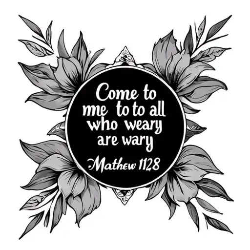 come to me all who are weary Matthew 11:28 tattoo design idea