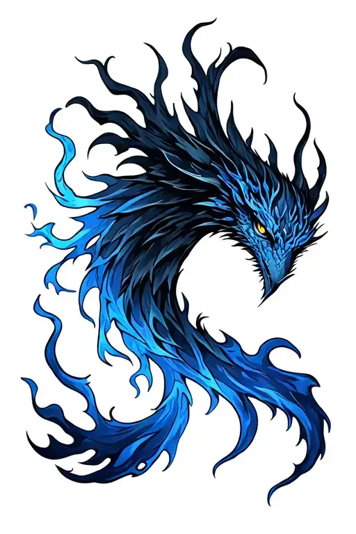 Fénix Blue Fire tattoo design idea